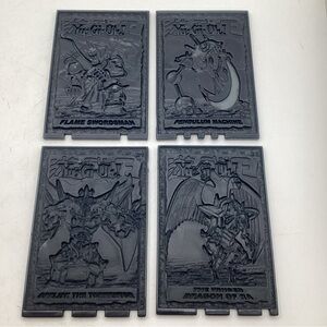 Lot Of 4 YU-GI-OH ! BLACK PLASTIC 1996 TRADING CARD # 28 , 34 , 81 , 83